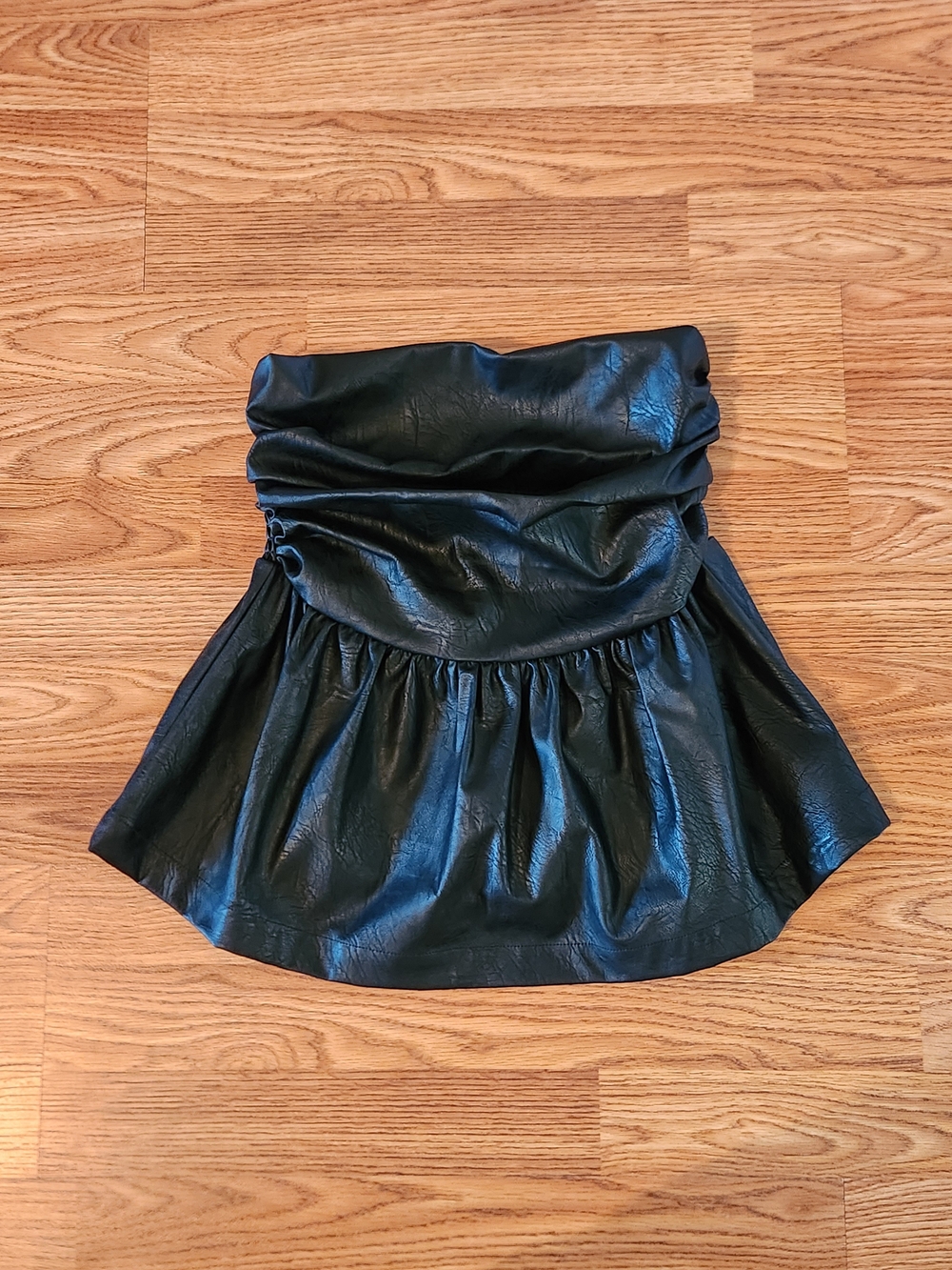 Lucky Brand Strapless Black Faux Leather Tube Top